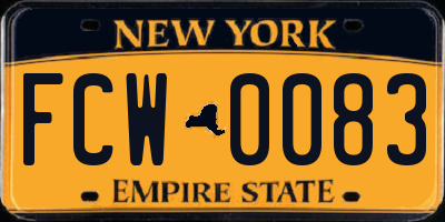NY license plate FCW0083
