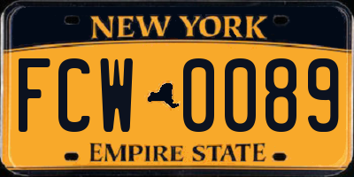 NY license plate FCW0089