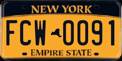 NY license plate FCW0091