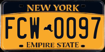 NY license plate FCW0097