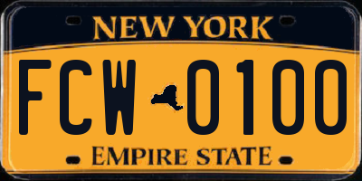 NY license plate FCW0100