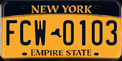 NY license plate FCW0103
