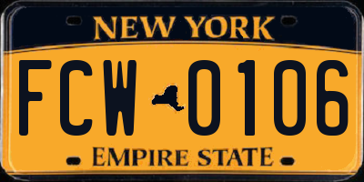 NY license plate FCW0106