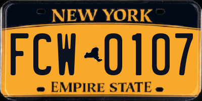 NY license plate FCW0107