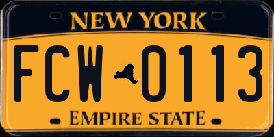 NY license plate FCW0113