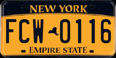 NY license plate FCW0116