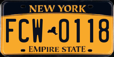 NY license plate FCW0118