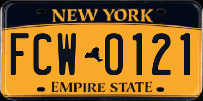 NY license plate FCW0121
