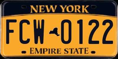 NY license plate FCW0122