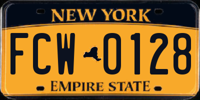 NY license plate FCW0128