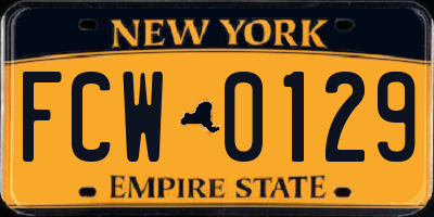 NY license plate FCW0129