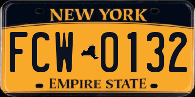 NY license plate FCW0132