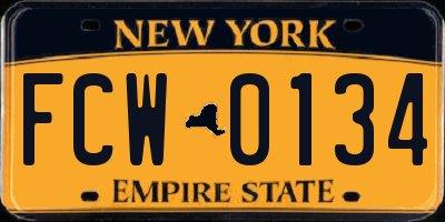 NY license plate FCW0134
