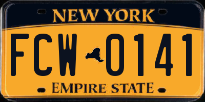 NY license plate FCW0141