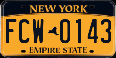NY license plate FCW0143