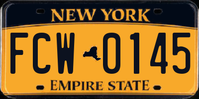 NY license plate FCW0145