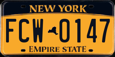 NY license plate FCW0147