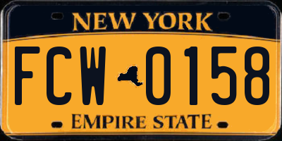 NY license plate FCW0158