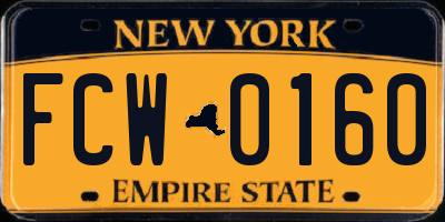 NY license plate FCW0160