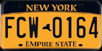 NY license plate FCW0164