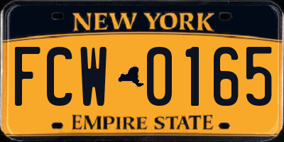 NY license plate FCW0165