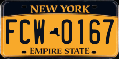 NY license plate FCW0167