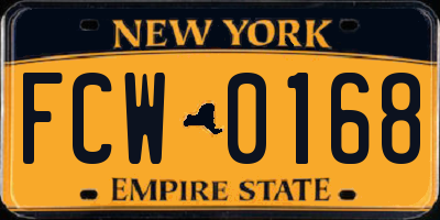 NY license plate FCW0168