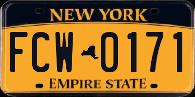NY license plate FCW0171