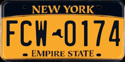 NY license plate FCW0174