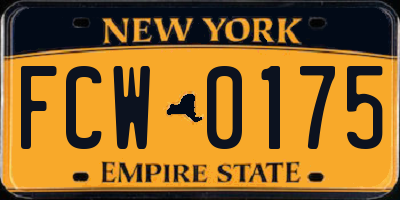 NY license plate FCW0175