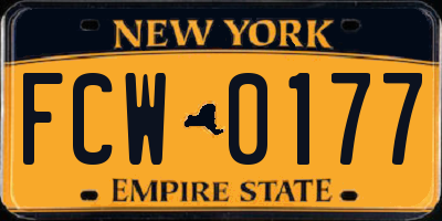 NY license plate FCW0177