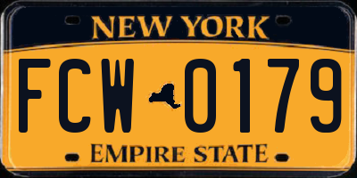 NY license plate FCW0179