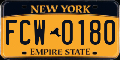 NY license plate FCW0180