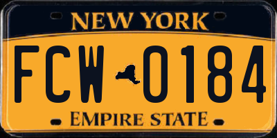 NY license plate FCW0184