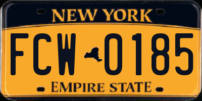 NY license plate FCW0185