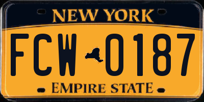 NY license plate FCW0187