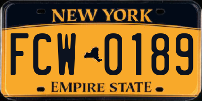 NY license plate FCW0189