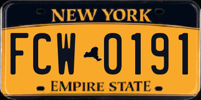 NY license plate FCW0191