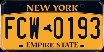 NY license plate FCW0193