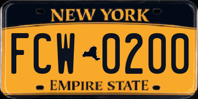 NY license plate FCW0200