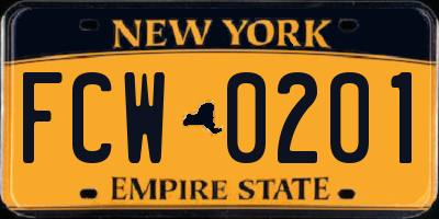 NY license plate FCW0201