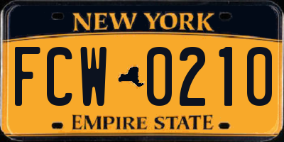 NY license plate FCW0210
