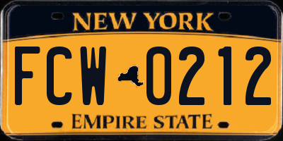 NY license plate FCW0212