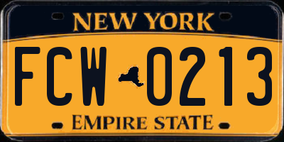 NY license plate FCW0213