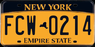 NY license plate FCW0214