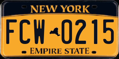 NY license plate FCW0215
