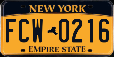 NY license plate FCW0216
