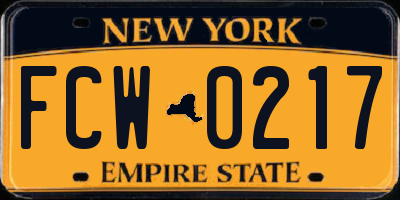 NY license plate FCW0217