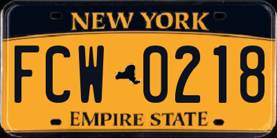 NY license plate FCW0218