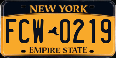 NY license plate FCW0219